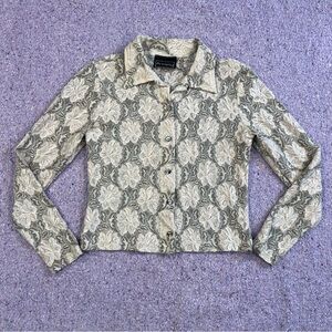 Anxiety Y2K Cream Grey Lace Button Up Top Size S/M